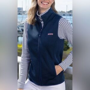 VINEYARD VINES - WOMEN'S NAVY SWEATER FLEECE VEST XXS